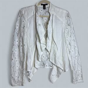 INC International Concepts White Lace Moto Jacket, Size S